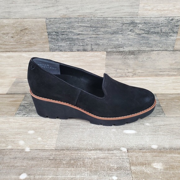 Vionic Shoes - Vionic Willa Wedge Womens Loafer Sz 9 M Comfort Black Suede Leather Slip-On Shoe